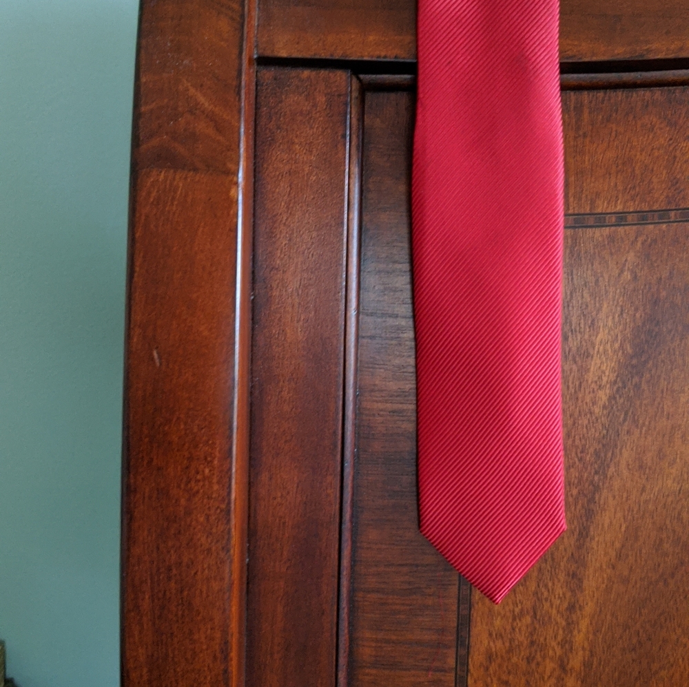 Red Tie with diagonal detailing